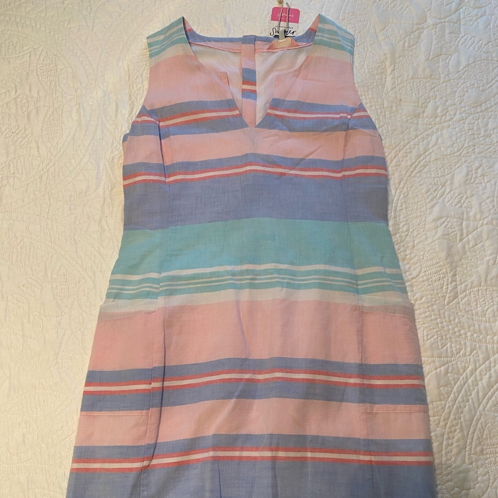 Joules Striped Linen Dress, size 6, NWT